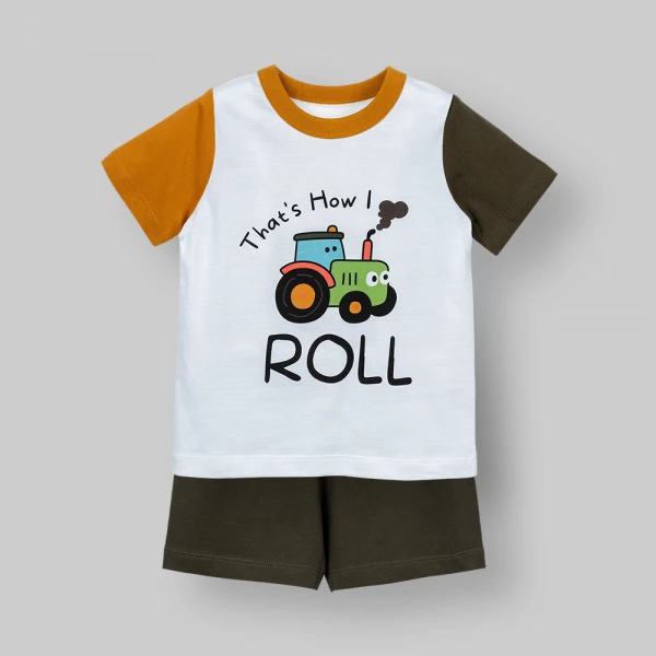 Bộ bé trai ngắn Animo Easy FW26 VD0926029 (1-4Y,Trắng-Rêu)
