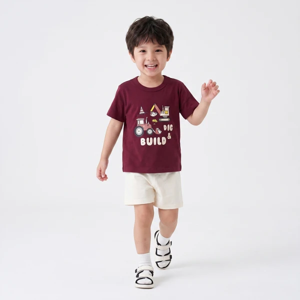 Bộ bé trai ngắn Animo Easy FW26 HN0826046 (1-4Y,Tía-Kem)