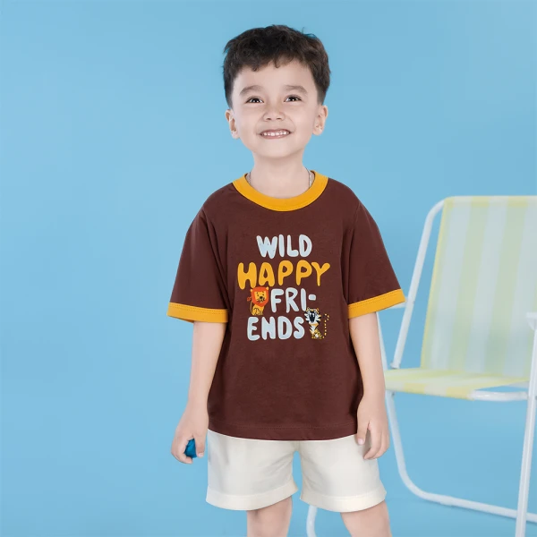 Bộ bé trai ngắn Animo Easy SU26 HN0726006 (1-4Y,Nâu-Vàng)