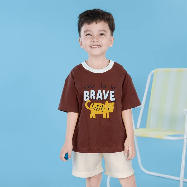 Bộ bé trai ngắn Animo Easy SU26 HN0726009 (1-4Y,Nâu-Kem)