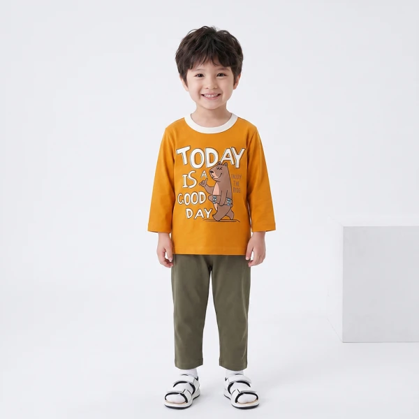 Bộ bé trai dài Animo Easy FW26 VD0926033 (1-4Y,Vàng-Rêu)