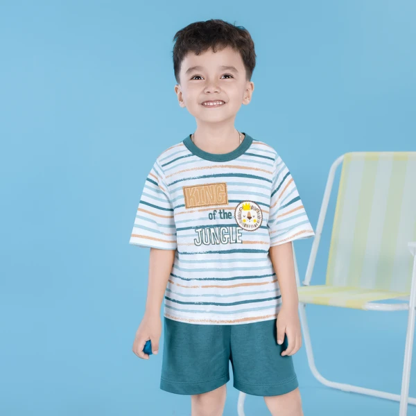 Bộ bé trai ngắn Animo Easy SU26 HN0726017 (1-4Y,Trắng-Lá)