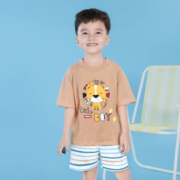 Bộ bé trai ngắn Animo Easy SU26 HN0726019 (1-4Y,Nâu-Trắng)