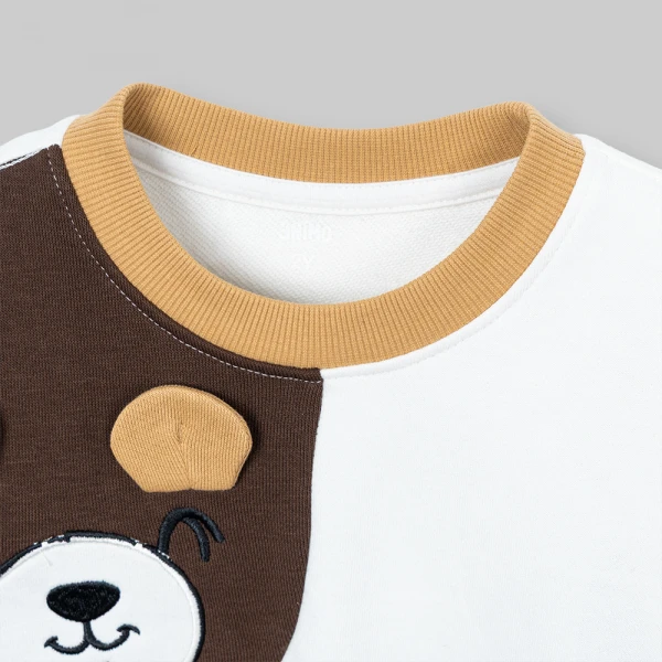 Bộ đông bé trai dài Animo Gấu nâu FW26 ST0626058 (1-4Y, Kem-Nâu nhạt)