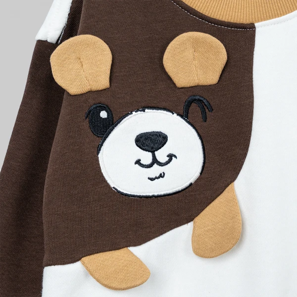 Bộ đông bé trai dài Animo Gấu nâu FW26 ST0626058 (1-4Y, Kem-Nâu nhạt)