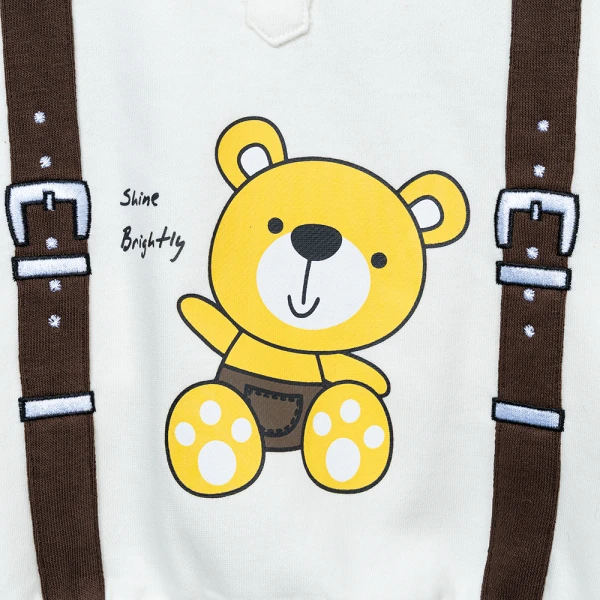Bộ đông bé trai dài Animo Gấu nâu FW26 ST0626061 (1-4Y, Kem-Nâu)