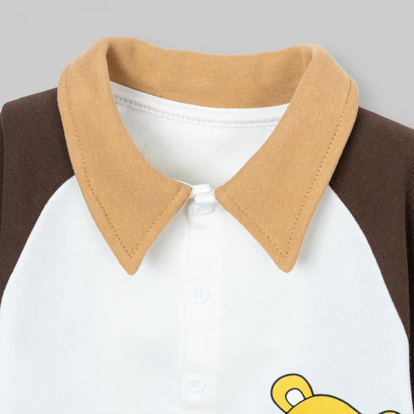 Bộ đông bé trai dài Animo Gấu nâu FW26 ST0726031 (1-4Y, Kem-Nâu đậm)