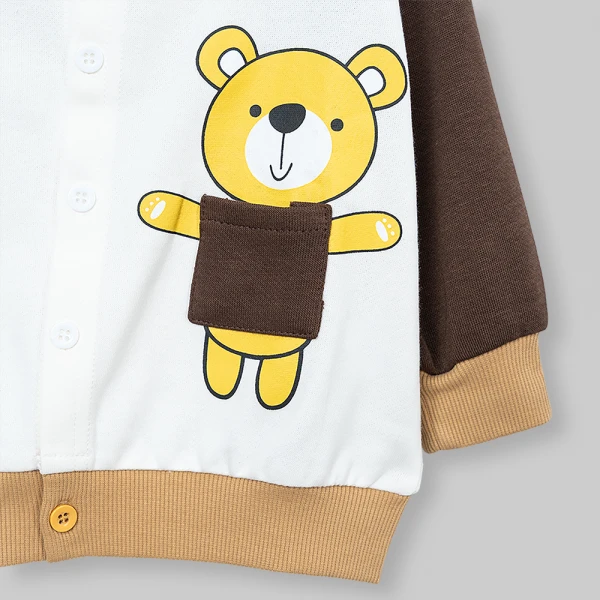 Bộ đông bé trai dài Animo Gấu nâu FW26 ST0726031 (1-4Y, Kem-Nâu đậm)