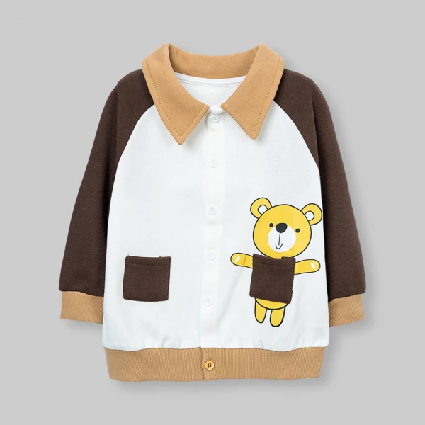 Bộ đông bé trai dài Animo Gấu nâu FW26 ST0726031 (1-4Y, Kem-Nâu đậm)