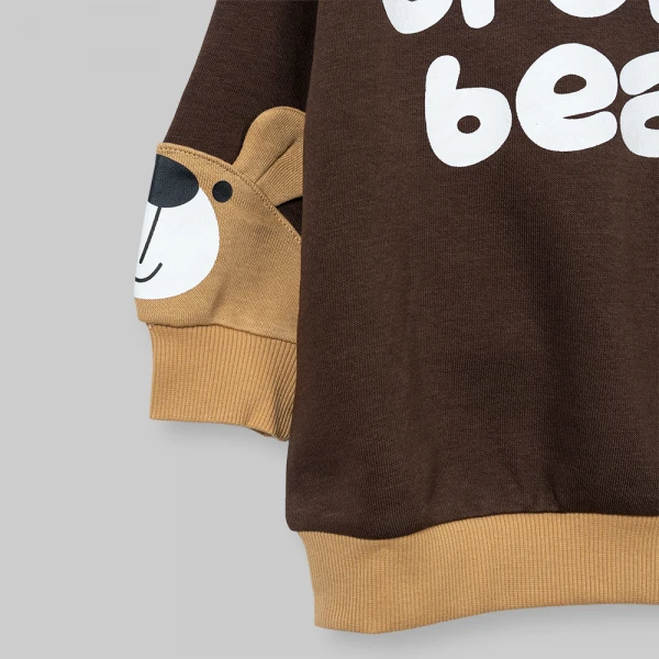 Bộ đông bé trai dài Animo Gấu nâu FW26 ST0726032 (1-4Y, Nâu-Nâu nhạt)