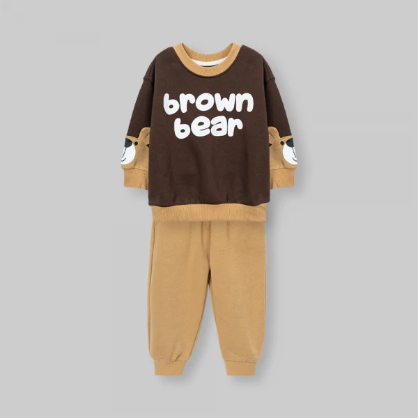 Bộ đông bé trai dài Animo Gấu nâu FW26 ST0726032 (1-4Y, Nâu-Nâu nhạt)