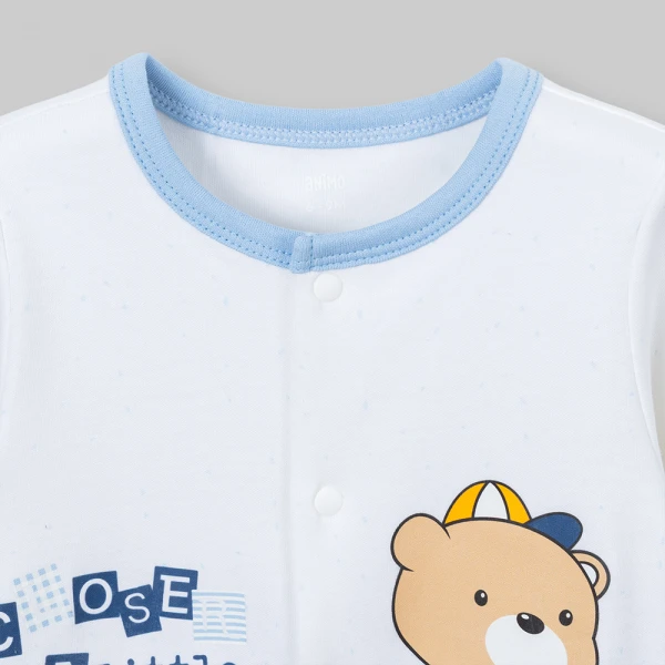 Bodysuit đông bé trai dài Animo Little bear FW26 VD0726064 (0-12M,Trắng-Xanh nhạt)