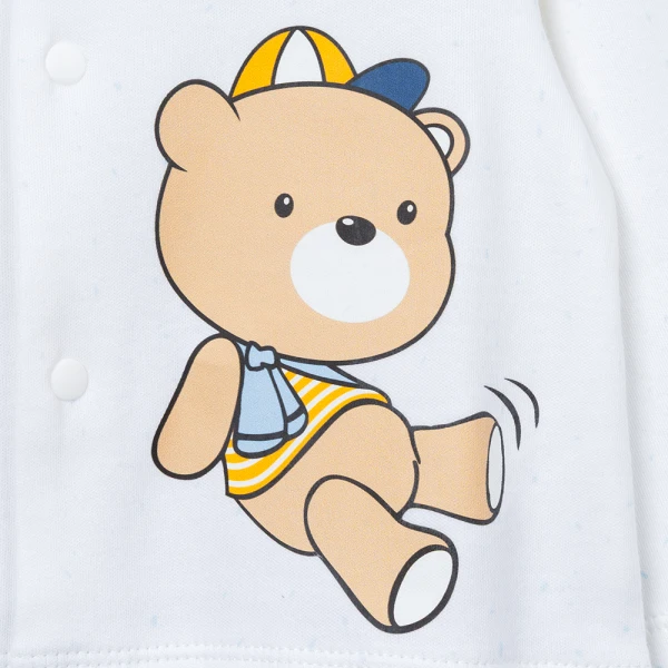 Bodysuit đông bé trai dài Animo Little bear FW26 VD0726064 (0-12M,Trắng-Xanh nhạt)
