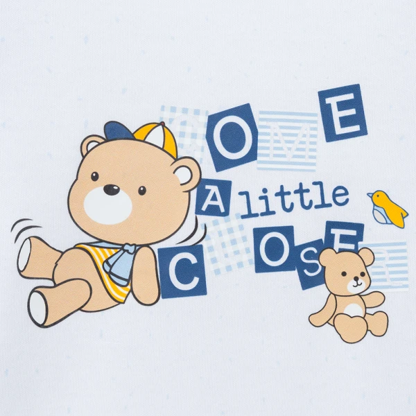 Bodysuit đông bé trai dài Animo Little bear FW26 VD0726063 (0-12M,Xanh-Trắng)