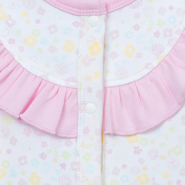 Bodysuit đông bé gái dài Animo Flowers FW26 VD0726058 (0-12M,Trắng họa tiết)