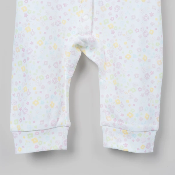 Bodysuit đông bé gái dài Animo Flowers FW26 VD0726058 (0-12M,Trắng họa tiết)