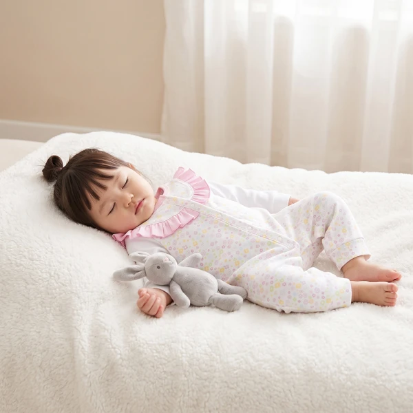 Bodysuit đông bé gái dài Animo Flowers FW26 VD0726058 (0-12M,Trắng họa tiết)