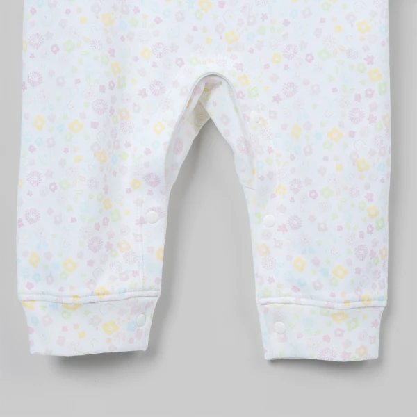 Bodysuit đông bé gái dài Animo Flowers FW26 VD0726059 (0-12M,Trắng họa tiết)