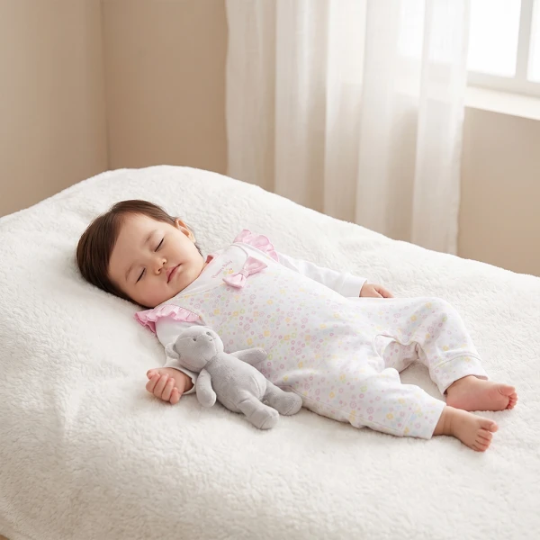 Bodysuit đông bé gái dài Animo Flowers FW26 VD0726059 (0-12M,Trắng họa tiết)