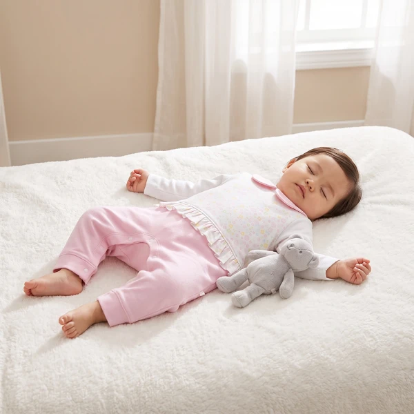 Bodysuit đông bé gái dài Animo Flowers FW26 VD0726060 (0-12M,Trắng-Hồng)