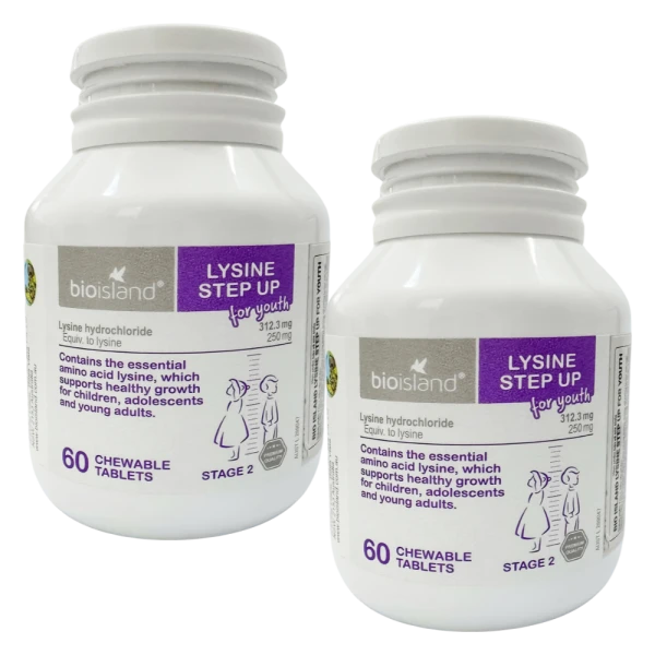 Combo 2 TPBVSK Bioisland Lysine cho trẻ em 60 viên (Lysine Step up for Young)