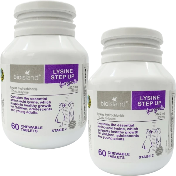 Combo 2 TPBVSK Bioisland Lysine cho trẻ em 60 viên (Lysine Step up for Young)