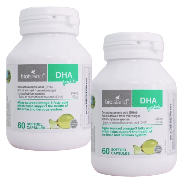 Combo 2 TPBVSK Bioisland DHA cho trẻ em 60 viên (DHA for Kids)