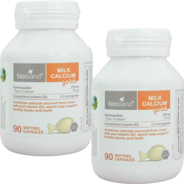 Combo 2 TPBVSK Bioisland Canxi cho trẻ em 90 viên (Milk Calcium for Kids)
