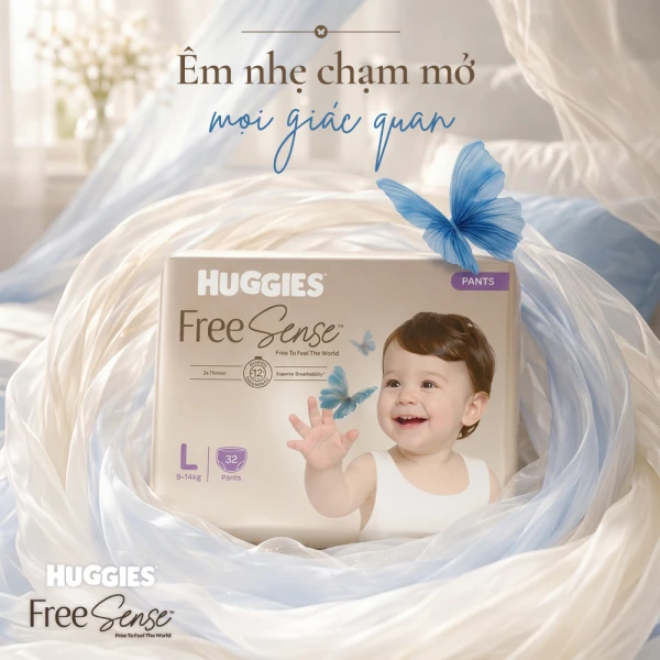 Tã quần Huggies Free Sense size L 32 miếng (9-14kg)