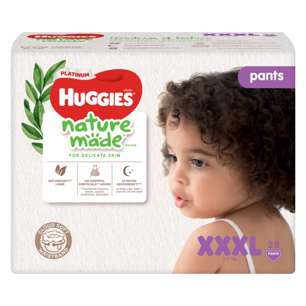 Tã quần siêu cao cấp Huggies Platinum Nature Made XXXL 28 miếng