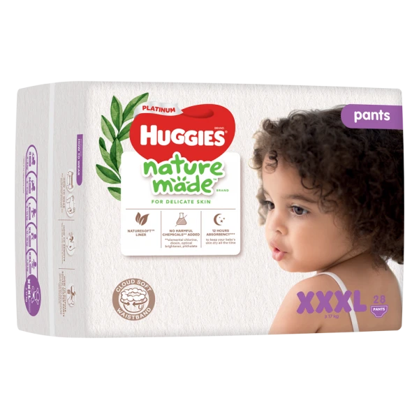 Tã quần siêu cao cấp Huggies Platinum Nature Made XXXL 28 miếng
