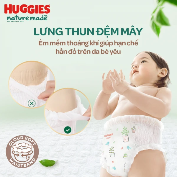 Tã quần siêu cao cấp Huggies Platinum Nature Made XXXL 28 miếng