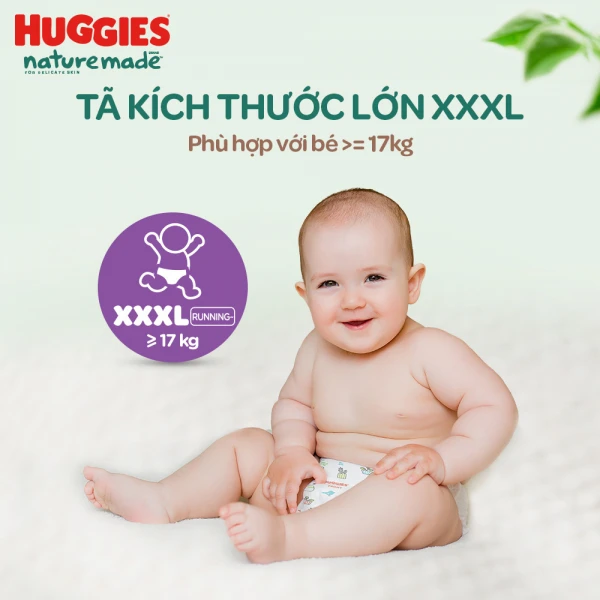 Tã quần siêu cao cấp Huggies Platinum Nature Made XXXL 28 miếng