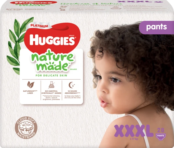 Tã quần siêu cao cấp Huggies Platinum Nature Made XXXL 28 miếng