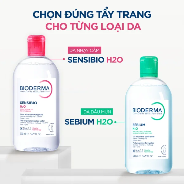 Dung dịch làm sạch và tẩy trang Micellar cho da thường và da nhạy cảm Bioderma Sensibio H2O 100ml