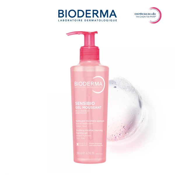 Gel rửa mặt tạo bọt cho da nhạy cảm Bioderma Sensibio Gel Moussant 200ml