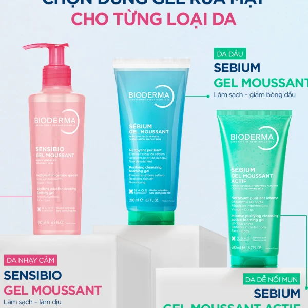 Gel rửa mặt tạo bọt cho da nhạy cảm Bioderma Sensibio Gel Moussant 200ml