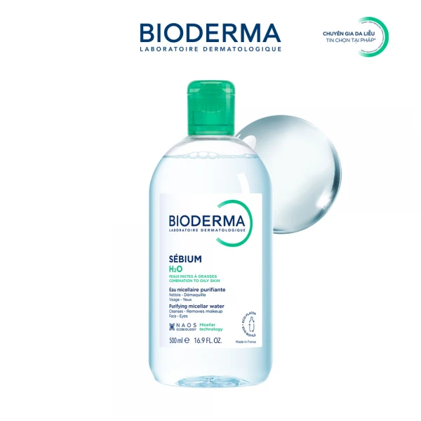 Dung dịch làm sạch và tẩy trang Micellar cho da hỗn hợp và da dầu Bioderma Sébium H2O 500ml