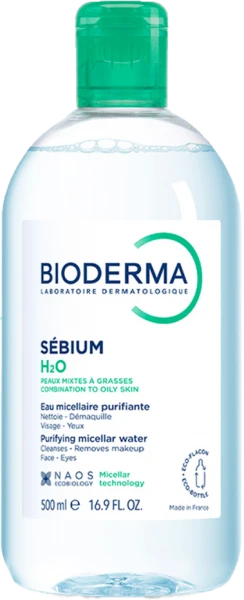 Dung dịch làm sạch và tẩy trang Micellar cho da hỗn hợp và da dầu Bioderma Sébium H2O 500ml