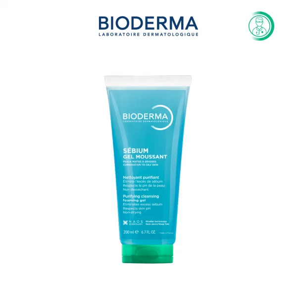 Gel rửa mặt tạo bọt cho da hỗn hợp và da dầu Bioderma Sébium Gel Moussant 200ml