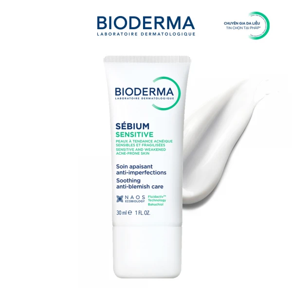 Kem dưỡng giảm mụn cho da mụn viêm nhạy cảm Bioderma Sébium Sensitive - 30 ml