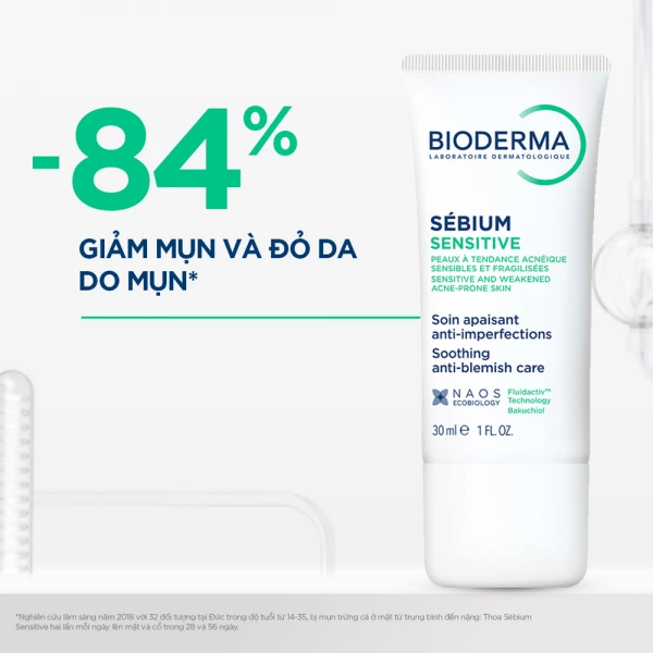 Kem dưỡng giảm mụn cho da mụn viêm nhạy cảm Bioderma Sébium Sensitive - 30 ml