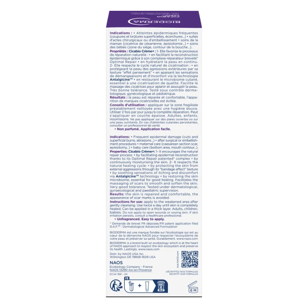 Kem phục hồi da tổn thương và ngăn ngừa sẹo Bioderma Cicabio Crème+ 40ml