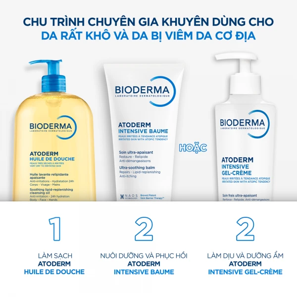 Dầu tắm giúp làm sạch, làm dịu và dưỡng ẩm dành cho da khô, da nhạy cảm Atoderm Huile De Douche 1L