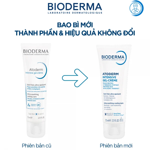 Kem gel dưỡng ẩm và làm dịu dạng gel cho ra rất lhô đến viêm da cơ địa Atoderm Intensive gel-crème 75ml