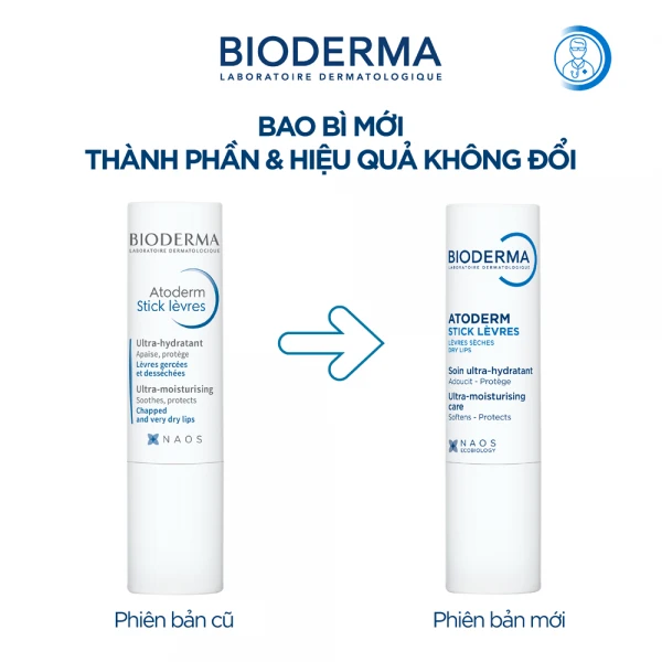 Son dưỡng môi khô nứt nẻ và tổn thương Bioderma Atoderm Stick Levres 4g