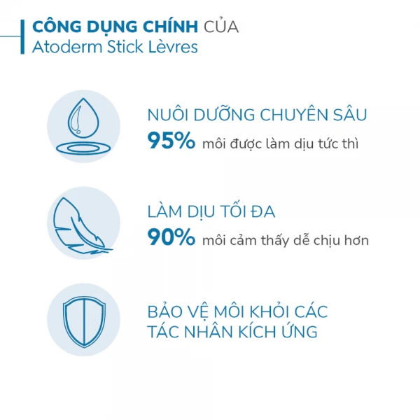 Son dưỡng môi khô nứt nẻ và tổn thương Bioderma Atoderm Stick Levres 4g