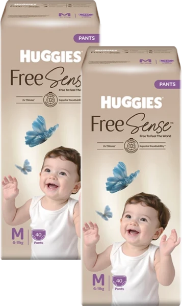 Combo 2 tã quần Huggies Free Sense size M 40 miếng