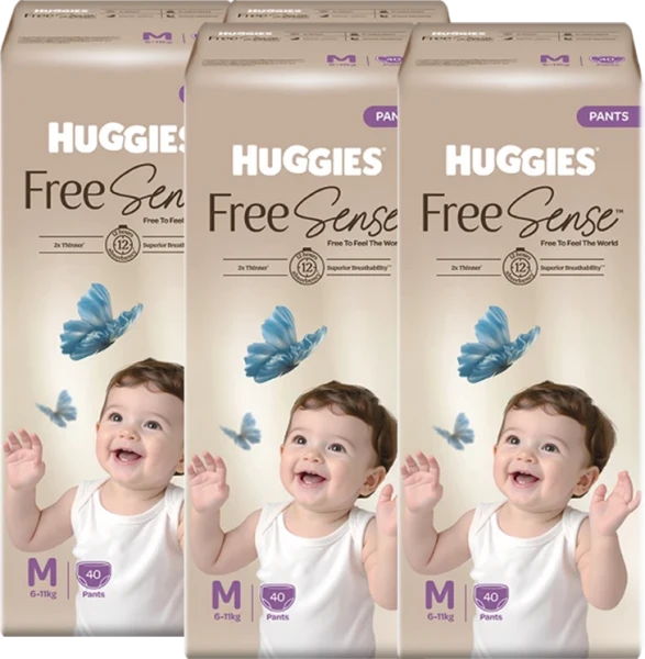 Combo 4 tã quần Huggies Free Sense size M 40 miếng