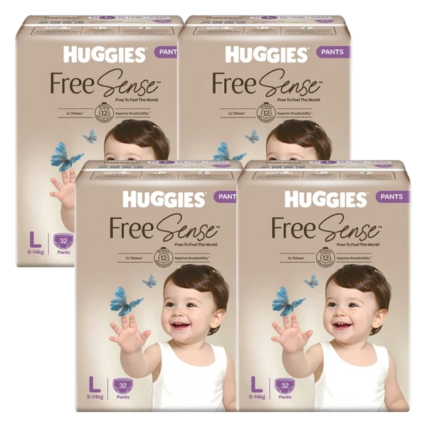 Combo 4 tã quần Huggies Free Sense size L 32 miếng